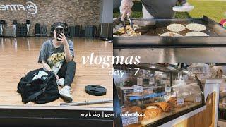 work christmas party, leg workout, & coffee shops | vlogmas day 17