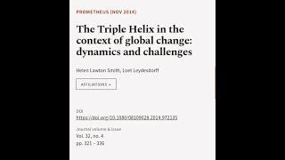 The Triple Helix in the context of global change: dynamics and challenges | RTCL.TV