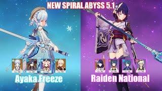 C0 Ayaka Freeze & C0 Raiden National | NEW Spiral Abyss 5.1 | Genshin Impact