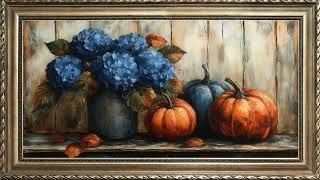 SPECTACULAR FALL PUMPKINS & HYDRANGEAS | FRAME TV ART | RUSTIC TV SCREENSAVER 4K