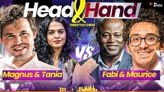 Magnus Carlsen + Tania Sachdev vs Fabiano Caruana + Maurice Ashley | Head and Hand Freestyle Chess