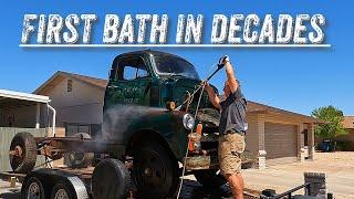 The 1955 Chevy COE gets a bath! / How BAD is the rust?