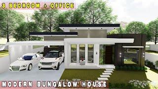 Project #23: 3 BEDROOM + OFFICE MODERN BUNGALOW HOUSE on 16x20m LOT | SMALL HOUSE DESIGN |