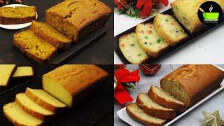 4 Easy & Moist Cake Loaves | Bread Cake Recipes | Loaf Cake Recipes | Christmas Special Cake Recipes