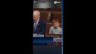 Unsuspecting congressman's speech upstaged by son's hilarious antics