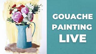 LIVE - How to paint bouquet with gouache painting, with Charlotte Hamilton
