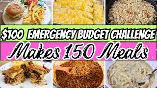 $100 Emergency Budget Challenge | Breakfast, Lunch & Dinner for a Family of 6 | 150 Meals for $100