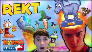 DONKEY MAKES SIMON MAD | REKT | Worms Funny Moments w/ Bodil40 Double and SimonHDS90 (#1)