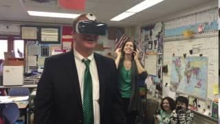 Mr  Pomerenke uses Virtually Israel Goggles at  School