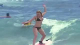 Hilary Duff - Her First Surfing Lesson - The Girl Can Rock 2004 - HD