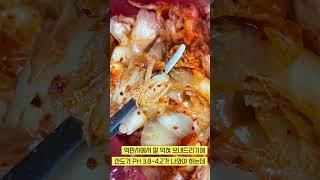 #shorts 김치찌개용김치 산도를 측정해 보면?  익혀서 찌개 끓이기 가장 좋다는 ph 3.8~4.2사이에 들어갑니다.  먹판사에는 김치를 맛있게 익히는 노하우가 있습니다!