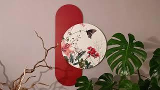 Composition of Wooden Paintings with Butterfly and Flower Made in Italy - Ecuador - Viadurini Decor