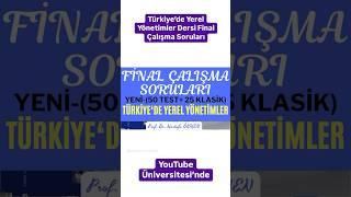 Türkiye’de Yerel Yönetimler Final Çalışma Soruları #yerelyönetim #yerelyönetimler #iibf #sbf #shorts