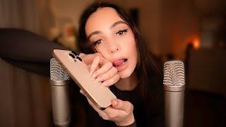 ASMR wet Mouth Sounds  with Tapping on iPhone 16 Pro Max  NO TALKING 