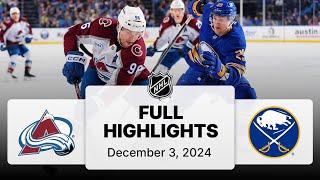 NHL Highlights | Avalanche vs. Sabres | December 03, 2024