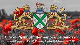 City of Plymouth Remembrance Sunday 2023 Live from Plymouth Hoe