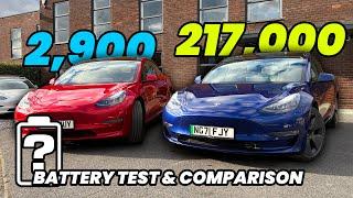 217,000 mile Tesla vs 2900 mile Tesla! what are the differences? Battery test & comparison