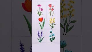 6 easy way to draw flowers #art #painting #drawing #shorts