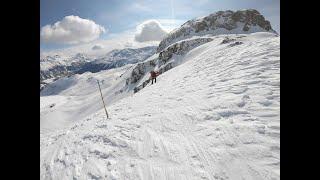 POV snowboarding in Corviglia Switzerland.