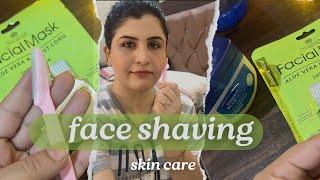 Face Shaving Routine ||Facial Hair Removal ||Skin Care routine