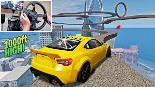 Drifting Crazy HIGH Track w/No Barrier! (Don't Fall Challenge) | BeamNg.Drive