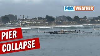 Extreme Surf Pounding Pacific Coast, Washes Away Part Of Santa Cruz Pier