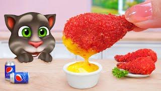 My Talking Tom Save Me  Miniature Cheetos Fried Chicken Thigh  Unique Recipe by Tina Mini Cooking