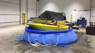 Drunken guys in a boat, in a pool, in a garage