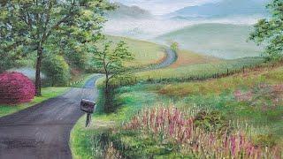 Country Road Landscape Acrylic Painting LIVE Tutorial