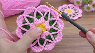 Wow Amazing !!! I made a very easy crochet flower !!  let's watch it #crochet