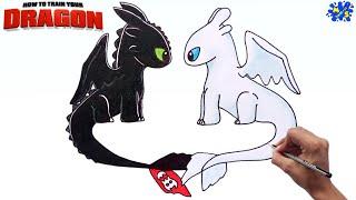 Toothless and Light Fury Drawing || How to Draw Easy Step by Step