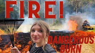 Dangerous Pasture Burn Almost Out Of Control! | Managing 8 Acre Fire Followed By A Flash Flood