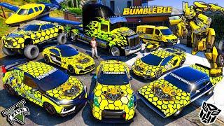 GTA 5 - Stealing Modified TRANSFORMERS "BUMBLEBEE" SuperCars with Franklin! (Real Life Cars #121)