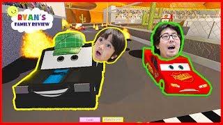 Disney Cars 3 Save Lightning McQueen Roblox Obby!! with Ryan's Family Review