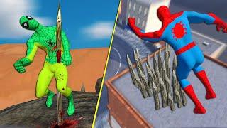 Spider Man Ragdoll Fails & Brutal Spike Trap Moments Euphoria Physics