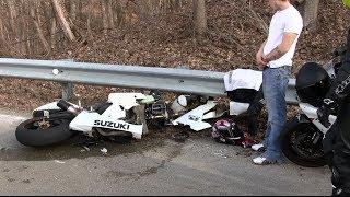 Motorcycle Crash -  Bike Ripped in Half, Lowside Motorcycle Crash Aftermath, Full HD 1080p