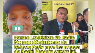 Darren L'activiste KIT LE REFORM PARTY mais dit respecter Roshi Bhadain. Radio Mo pep.#moris #tiktok