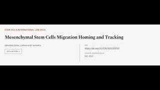 Mesenchymal Stem Cells Migration Homing and Tracking | RTCL.TV