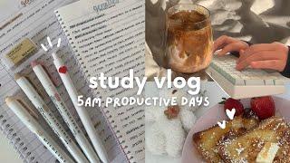 Study vlog waking up at 5am, note taking, lots of coffee, skincare, drawing, ft. Craftkitties