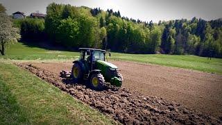 Soil preparation and corn planting on a small field