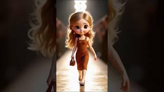 Tiny Model Slays the Runway in Chic Brown Dress | Fashion Show Shorts