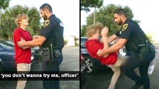 Fake "Tough Guy" FAILS To Intimidate Police Officer And INSTANTLY Regrets It...