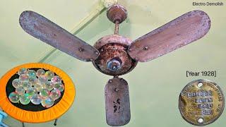 Rarest of Rare 1928 Antique ORIENT 36Inch Ceiling Fan vs Trampoline Full of LED Water 