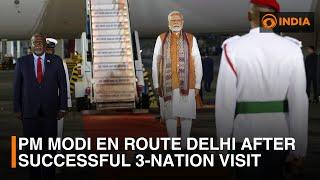 PM Modi enroute Delhi after successful 3-nation visit | DD India Live