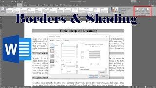 How  to use Borders and Shading in Microsoft Word