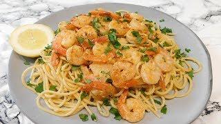 Shrimp Scampi Recipe- Shrimp Scampi With Linguini (ASMR Cooking Sounds) English & Spanish