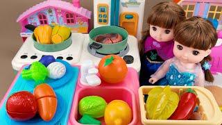 Frozen Elsa doll play cooking kitchen toys | baby dolls play toys for cooking | pretend Mummy cook