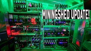 Mining shed update end of January: I build a new mining rig!! Moved some gpus around, and cleaned up