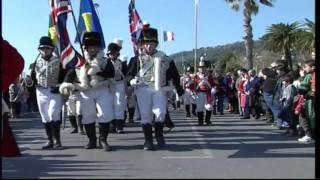 NAPOLEONIC REENACTORS MARCHING IN GOLF JUAN SOUTH OF FRANCE