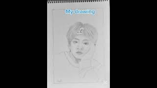 BTS V Artist drawing and my drawing #bts #taehyung #v #sketch #shorts @learntodraw8631